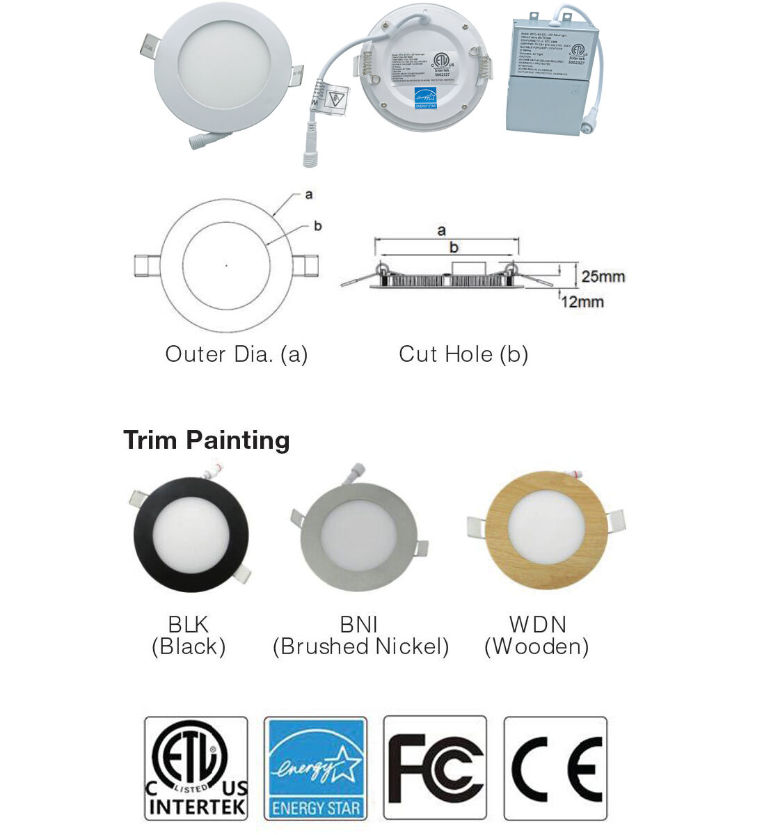 4 Inches/ 6 Inches Slim Round Recessed LED Panel Light