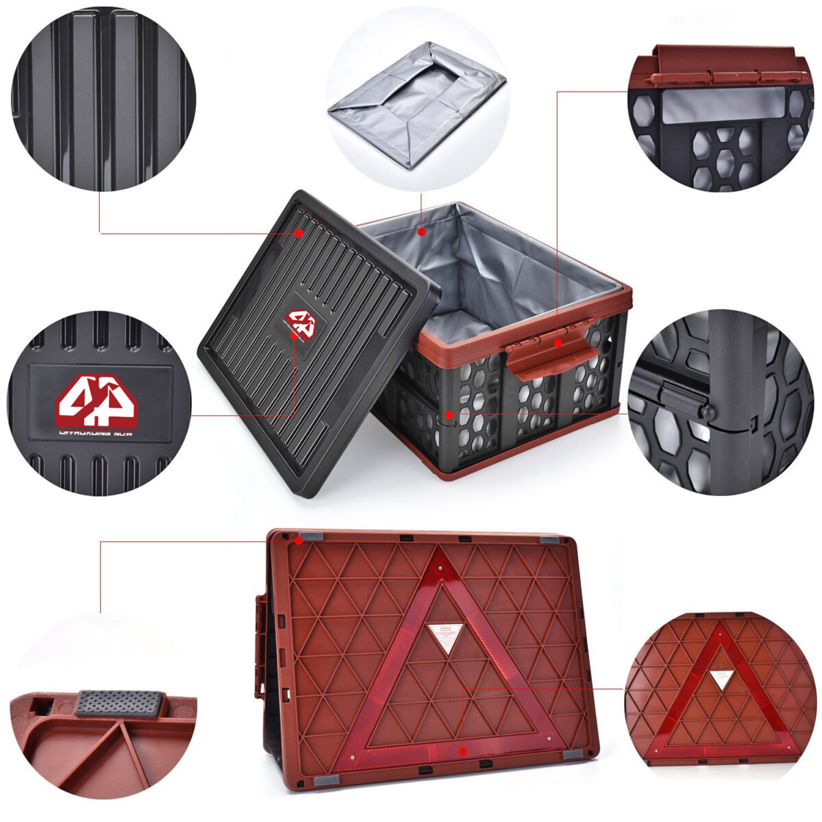 Collapsible Trunk Container with Straps and Waterproof Liner